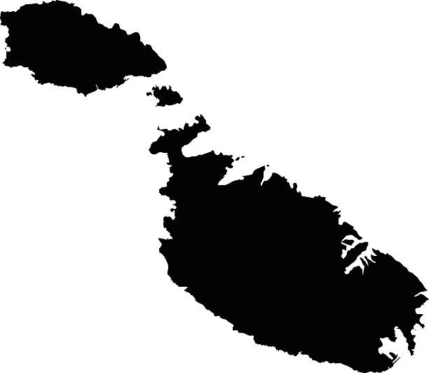 Malta black map on white background vector Malta black map on white background vector malta stock illustrations