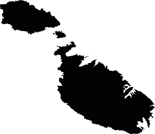 Malta black map on white background vector Malta black map on white background vector maltese silhouette stock illustrations
