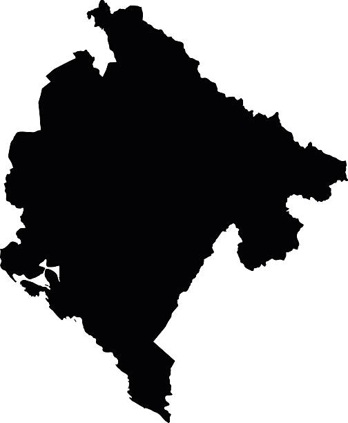 montenegro schwarze karte auf weißem hintergrundvektor - montenegro stock-grafiken, -clipart, -cartoons und -symbole