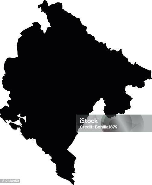 Montenegro Black Map On White Background Vector Stock Illustration - Download Image Now - Montenegro, Map, Vector