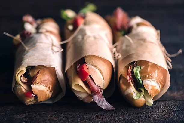 Photo of Three sumbmarine sandwiches