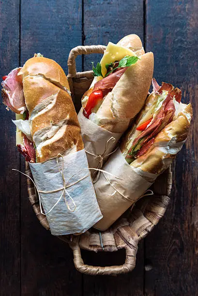 Photo of Submarine sandwiches in the basket