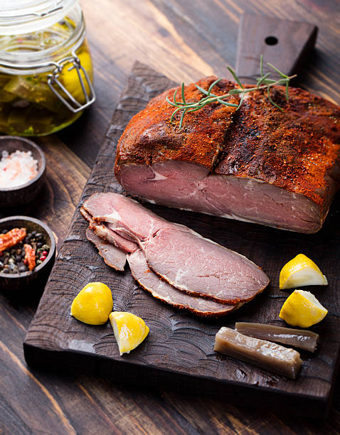 istock Beef pastrami sliced, roasted beef, slow cooking, marinated olive oils 619257460