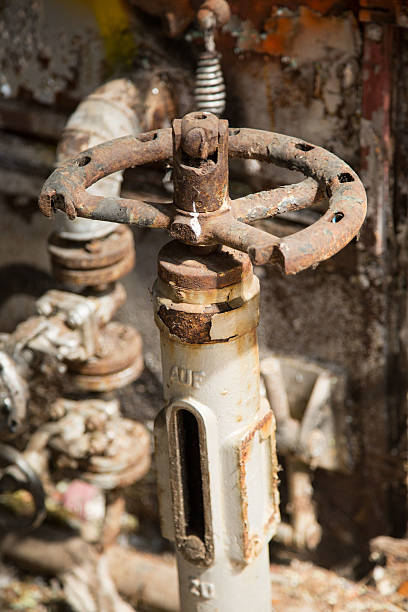 istock Old rusty valve, in a cogeneration plant 619258078
