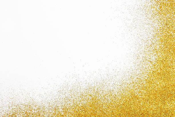 istock Golden glitter sand texture frame on white, abstract background. 619260258