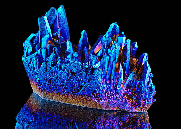 Amazing cluster of rainbow Titanium Aura Quartz macro 