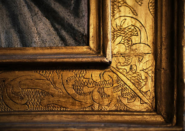 Close-up of decorated golden frame