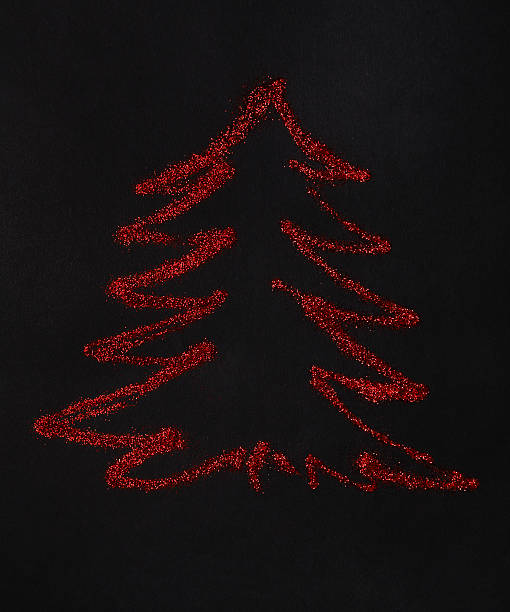 istock Christmas tree. Red glitter spread on black, abstract background. 619261938