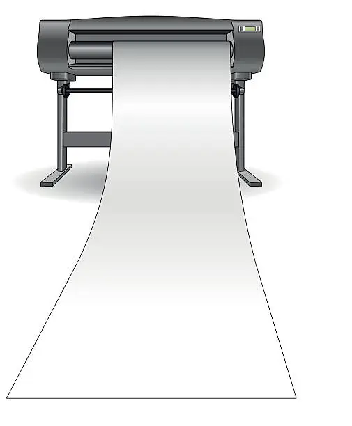 Vector illustration of Plotter inkjet printer vertical