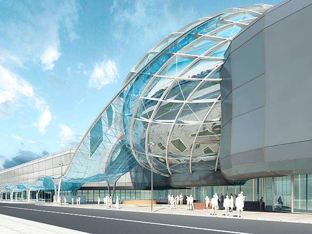istock Futuristic modern design mega mall glass and steel. 619269954