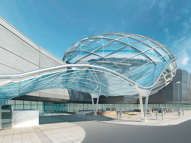 istock Futuristic modern design mega mall glass and steel. 619270052