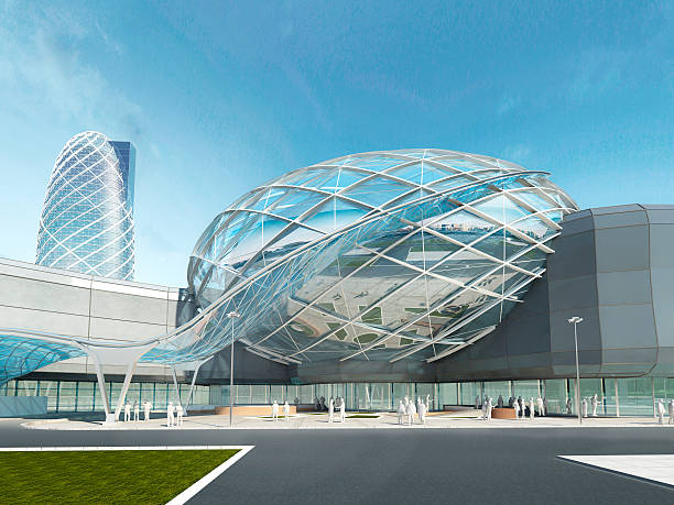 istock Futuristic modern design mega mall glass and steel. 619270326