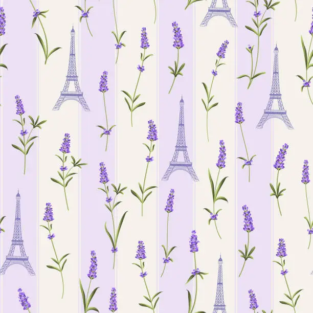 Vector illustration of Pattern with lavender flowers.