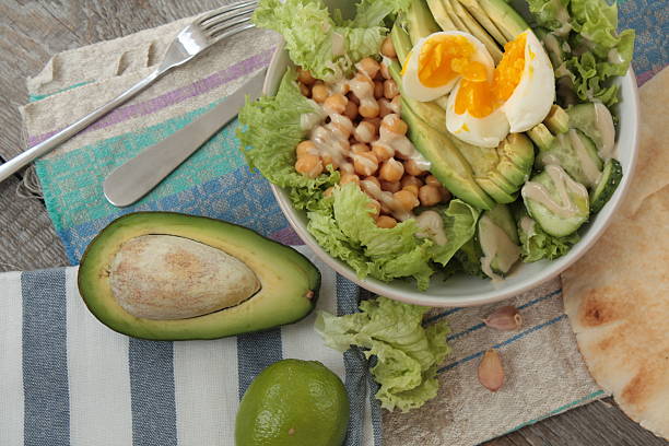 istock healthy salad in a bowl. avocado, chickpeas, cucumber and egg. 619270938
