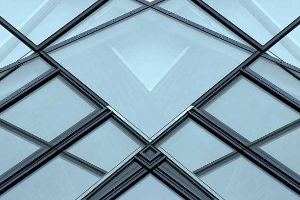 istock Glass architecture. Structural glazing. Double exposure photo of modern facade. 619275666
