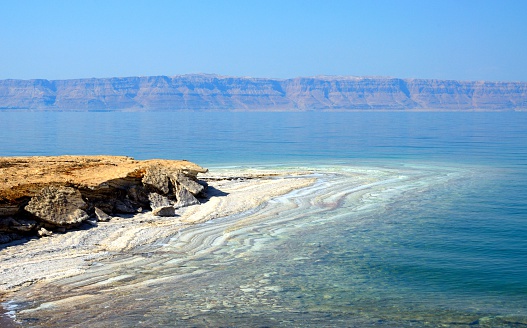Salt layers at the Dead Sea shore, Jordan