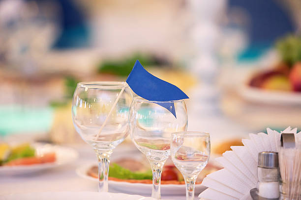 Empty glasses set in restaurant