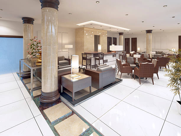 istock The interior design of the lobby with a Breakfast area. 619369054