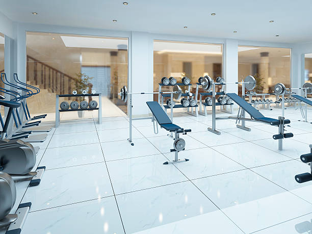 istock Modern interior fitness gym in the Spa complex. 619370074