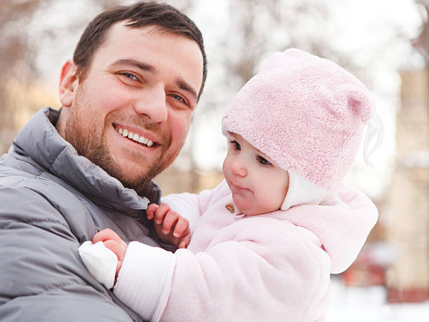 istock Father with his daughter outdoors. Winter 619370802