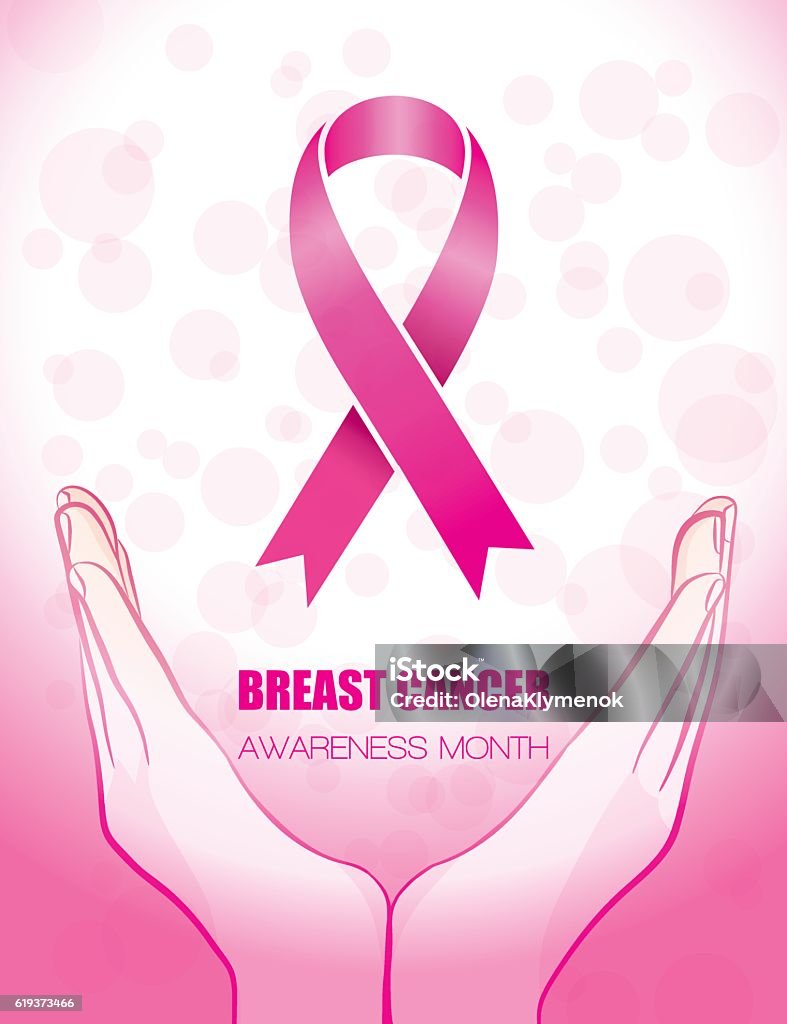 Pink ribbon, breast cancer awareness poster. Pink ribbon, breast cancer awareness poster. Vector illustration. Banner - Sign stock vector