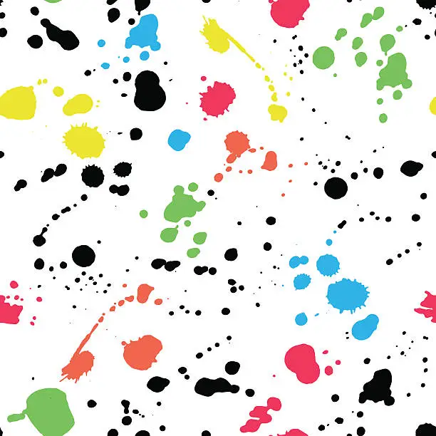 Vector illustration of Vector seamless pattern with colorful ink. Editable isolated ele