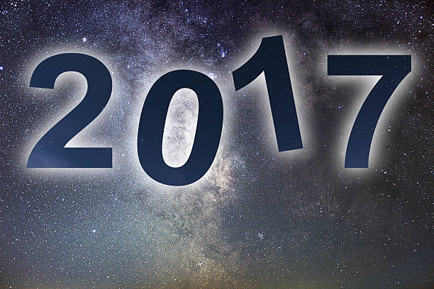 istock 2017. Colorful glow 2017 new year. Night Sky. 619376210