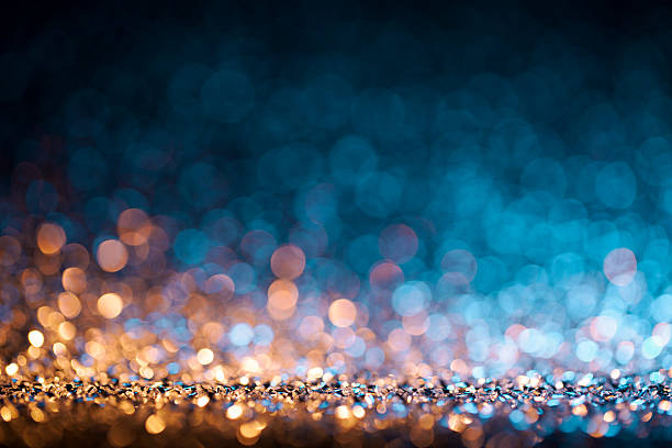 istock Christmas lights defocused background - Bokeh Gold Blue 619377088