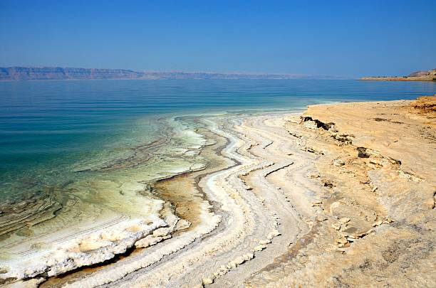 istock Salt layers at the Dead Sea shore, Jordan 619378408