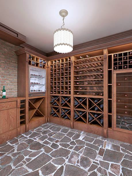 istock Wine cellar in basement of the house in rustic style. 619379802