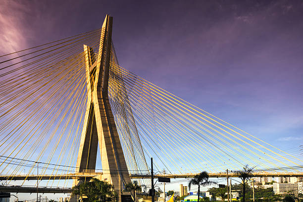 istock Famous cable-stayed bridge at Sao Paulo city. 619383118