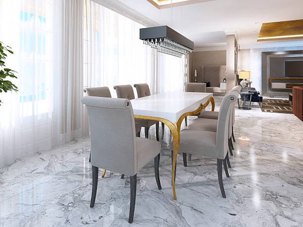 istock Large dining table for eight in style of art Deco. 619385538