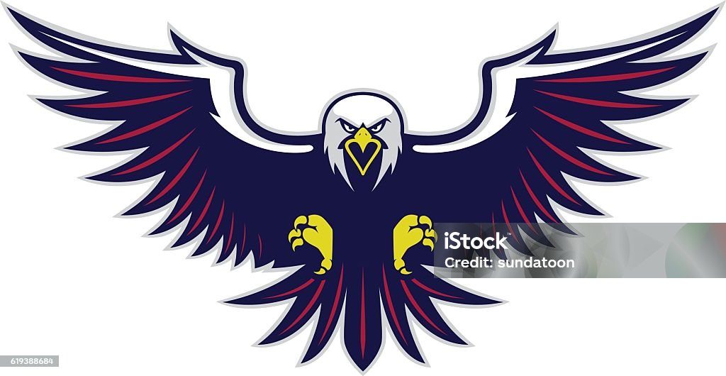 Flying eagle mascot Clipart picture of a flying eagle cartoon mascot character Eagle - Bird stock vector