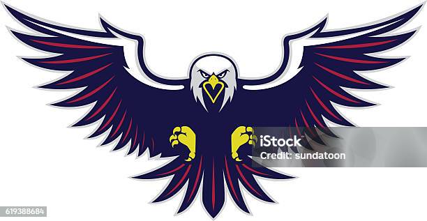 Flying Eagle Mascot Stock Illustration - Download Image Now - Eagle - Bird, Front View, Hawk - Bird