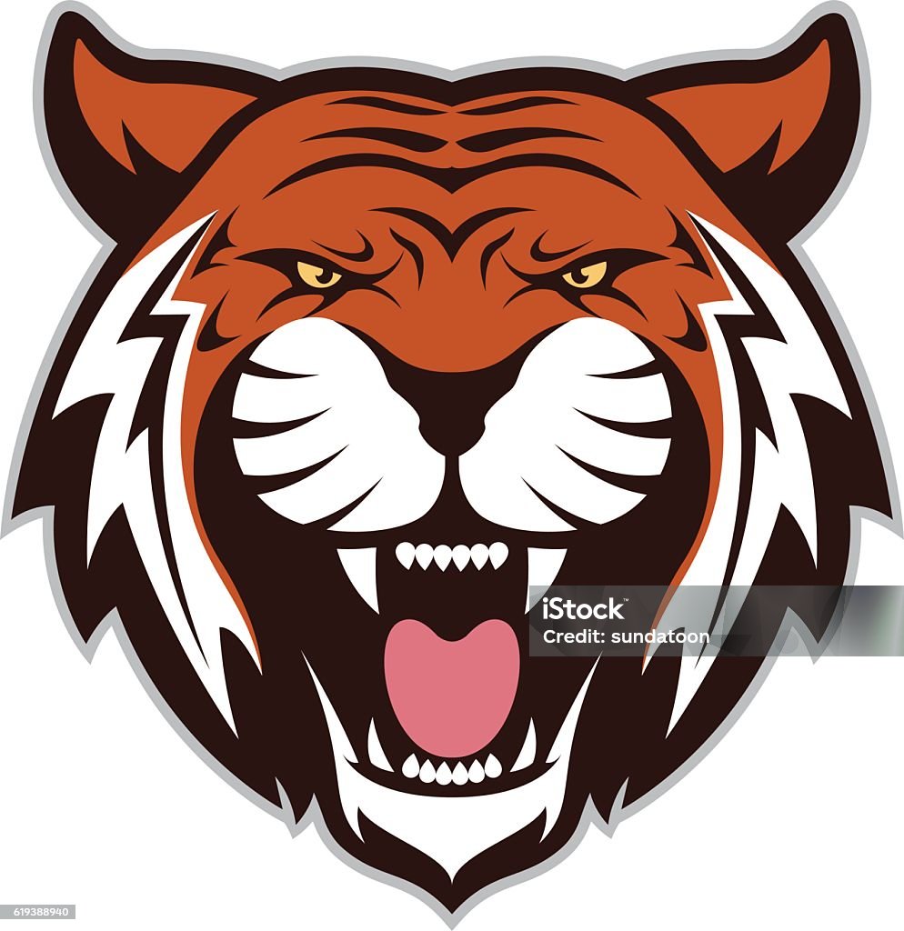 Tiger head mascot Clipart picture of a tiger head cartoon mascot logo character Tiger stock vector