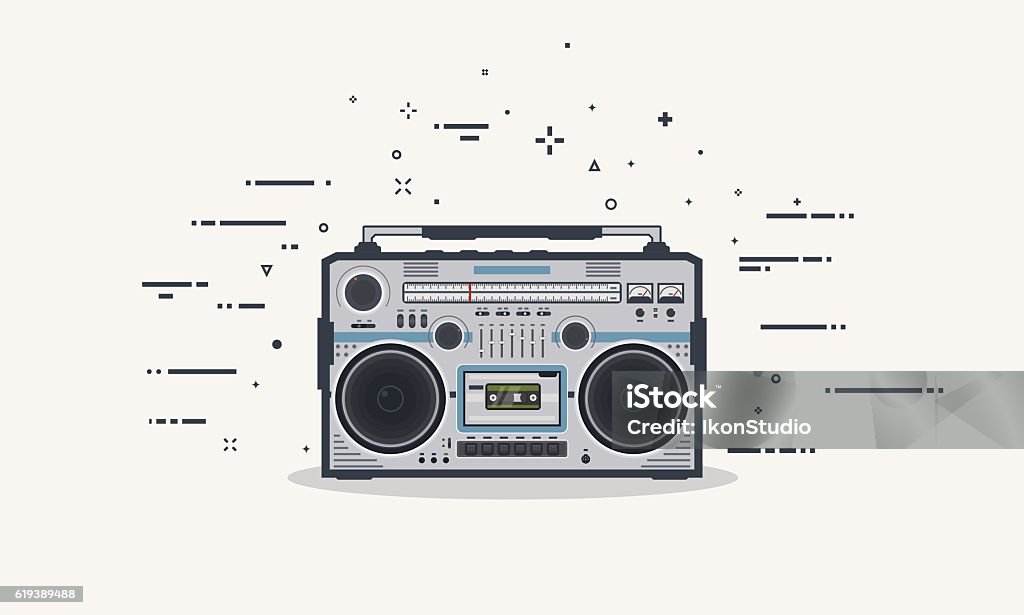 Boombox-Linienillustration - Lizenzfrei Radiorekorder Vektorgrafik