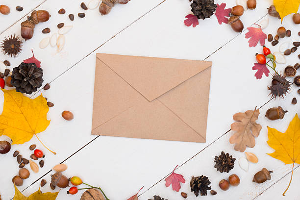 istock autumn still life with an envelope 619392858