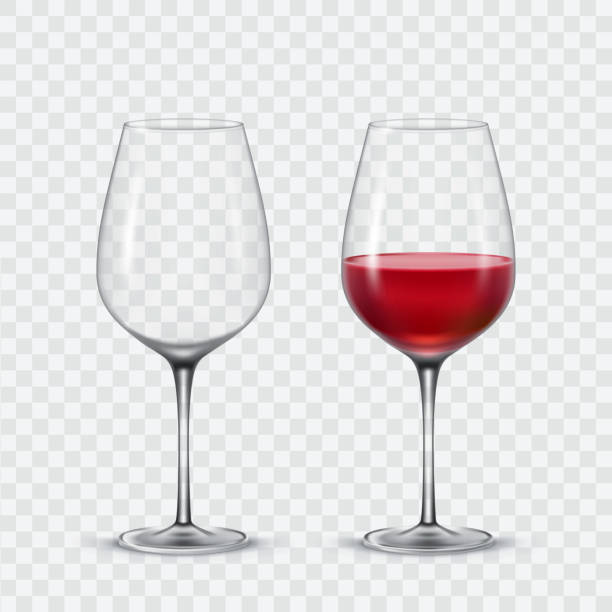 illustrations, cliparts, dessins animés et icônes de set verres à vin vectoriels transparents - wineglass illustration and painting isolated on white clipping path