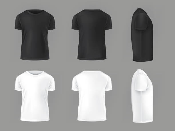 ilustrações de stock, clip art, desenhos animados e ícones de vector set template of male t-shirts - white clothing illustrations