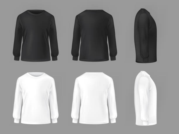 istock Vector set template of male T-shirts with long sleeve 619393630