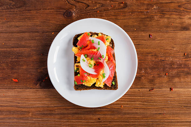istock Smorrebrod - danish open sandwich with fish, herring, cheese 619394462
