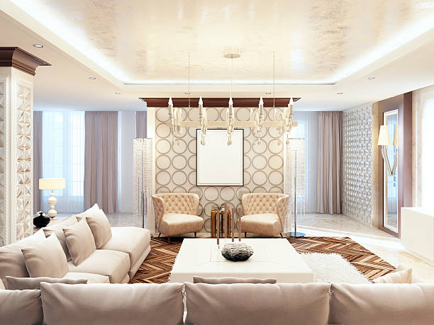 istock Luxurious large living room style art Deco. 619395156