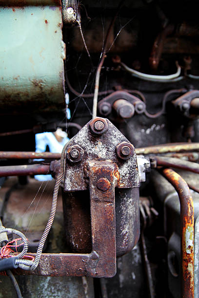 istock Old machine rusty metal machinery detail 619395824