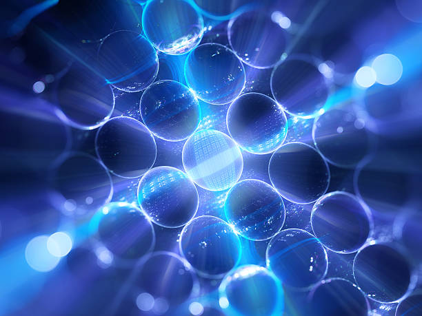 microlenses brillantes azules - quantum nanotechnology nobody molecule fotografías e imágenes de stock