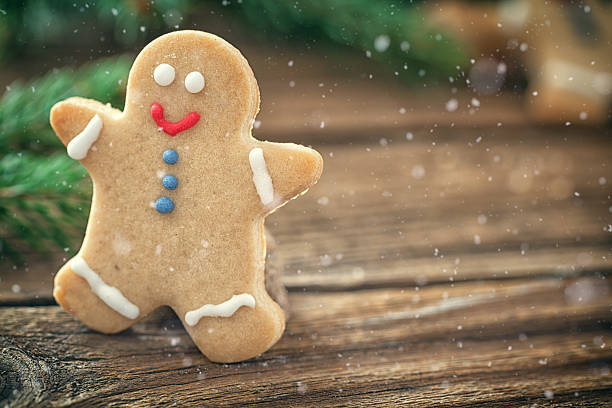 istock Christmas Decorated Gingerbread Men Cookies with copy space 619401082