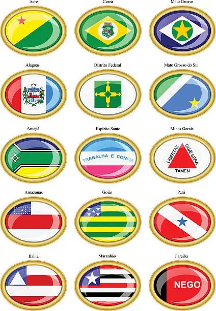 Vector illustration of Flags of the Brazilian states