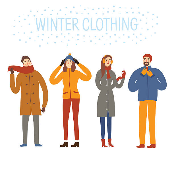 Set Of Cartoon People Wearing Winter Clothes Stock Illustration - Download  Image Now - People, Winter, Vector - iStock
