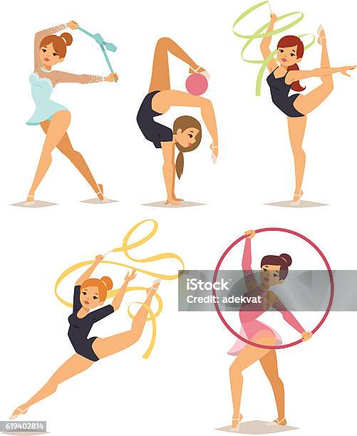 Gymnast Girl Vector Illustration Stock Illustration - Download Image Now - Girls, Gymnastics, Teenage Girls