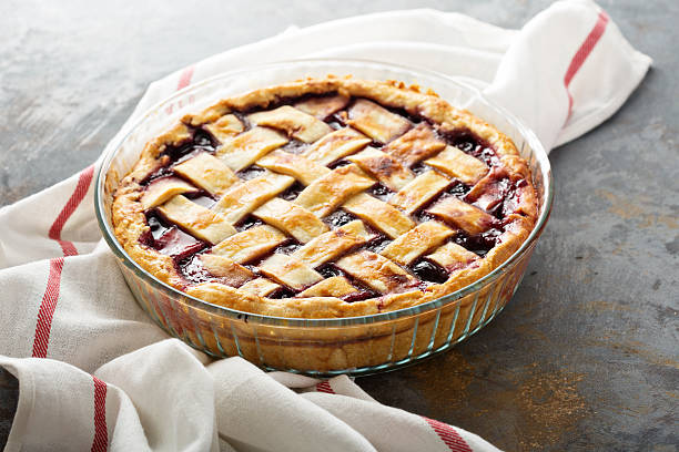 istock Homemade cherry pie with lattice 619404900