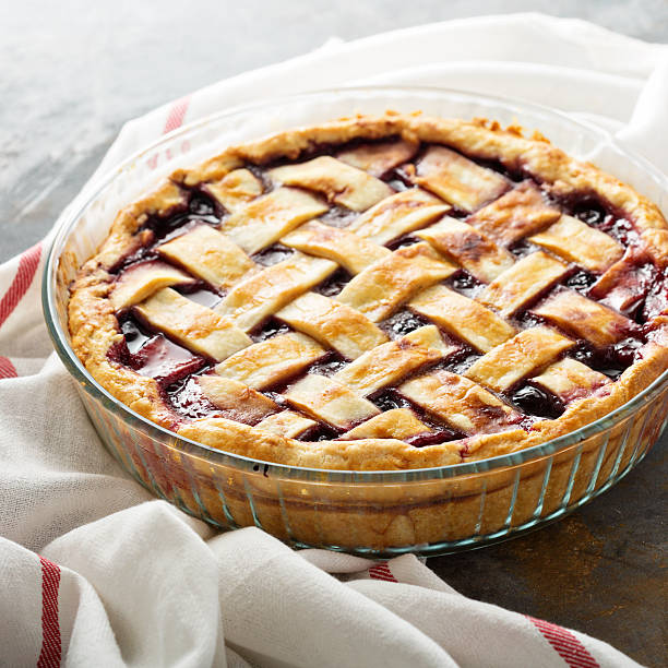 istock Homemade cherry pie with lattice 619404936